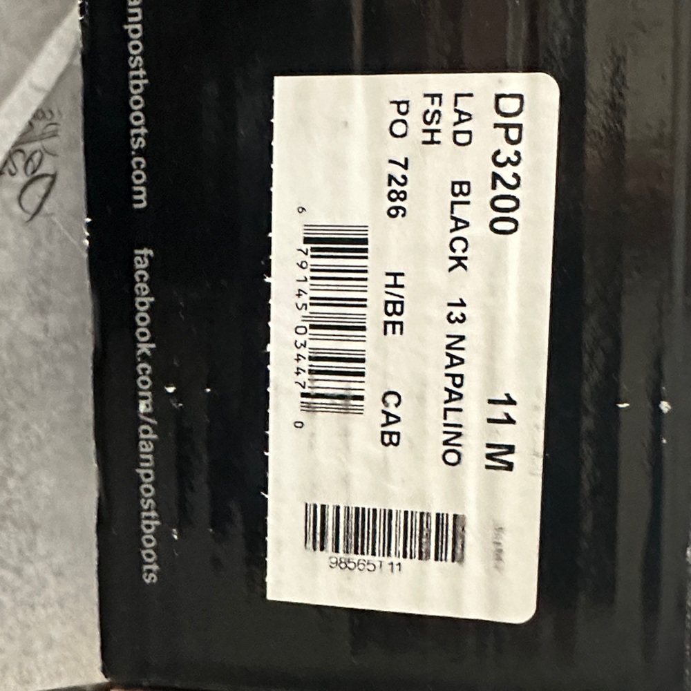 Dan Post NEW IN BOX, never worn Napalino DP3200 Black Cowboy boots. size 11 - Picture 2 of 6